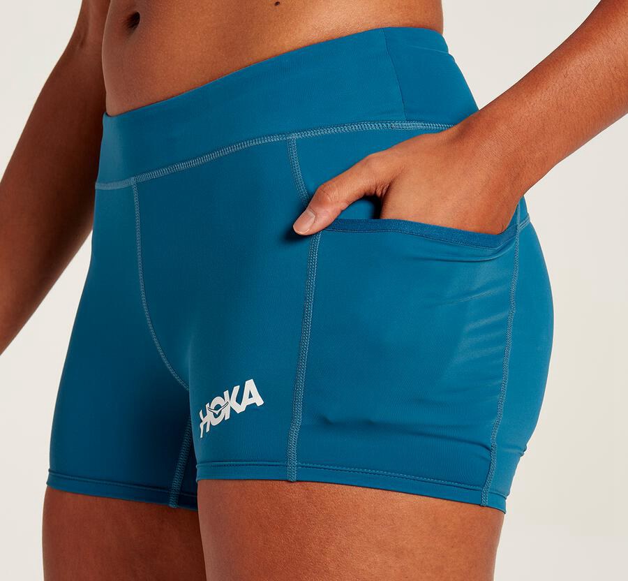 Hoka One One Womens Shorts - Performance Knit - Blue - XBAQ75820